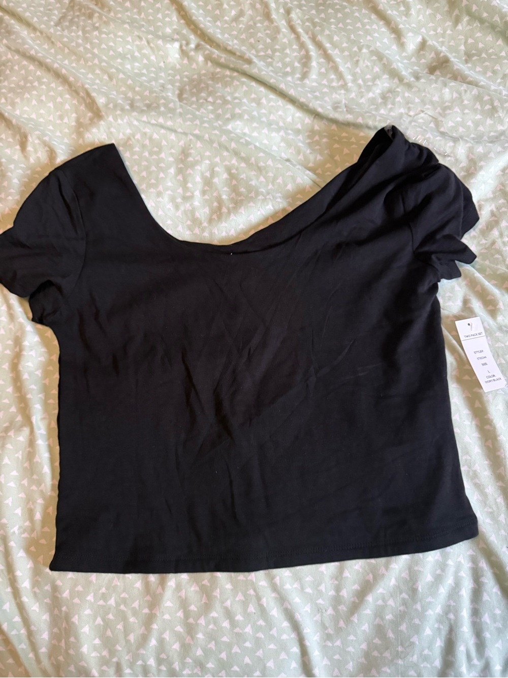 Pink Rose Black Women's Off-Shoulder Crop Top